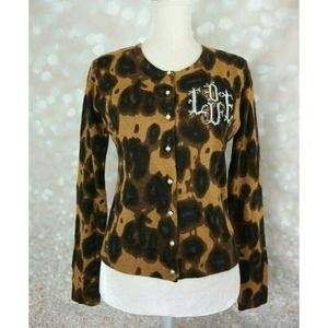 Acrobat Leopard Silk Cashmere Cardigan S